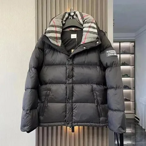 Burberry Black Check-Lined Hooded Puffer Jacket