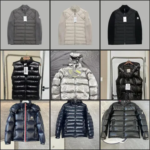 Moncler Ribbed Knit Sleeve Quilted Down Puffer Jacket