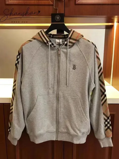 Burberry Zip-Up Hoodie with Check Pattern
