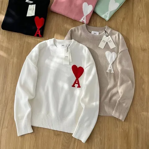 Ami Heart Logo Knit Sweater