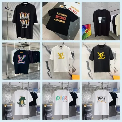Balenciaga Logo Graphic T-Shirts — Black and White