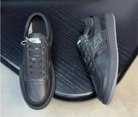 Givenchy Black Leather 4G Logo Low-Top Sneakers