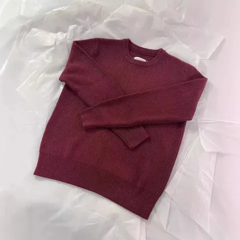Maison Margiela Burgundy Ribbed Crewneck Sweater