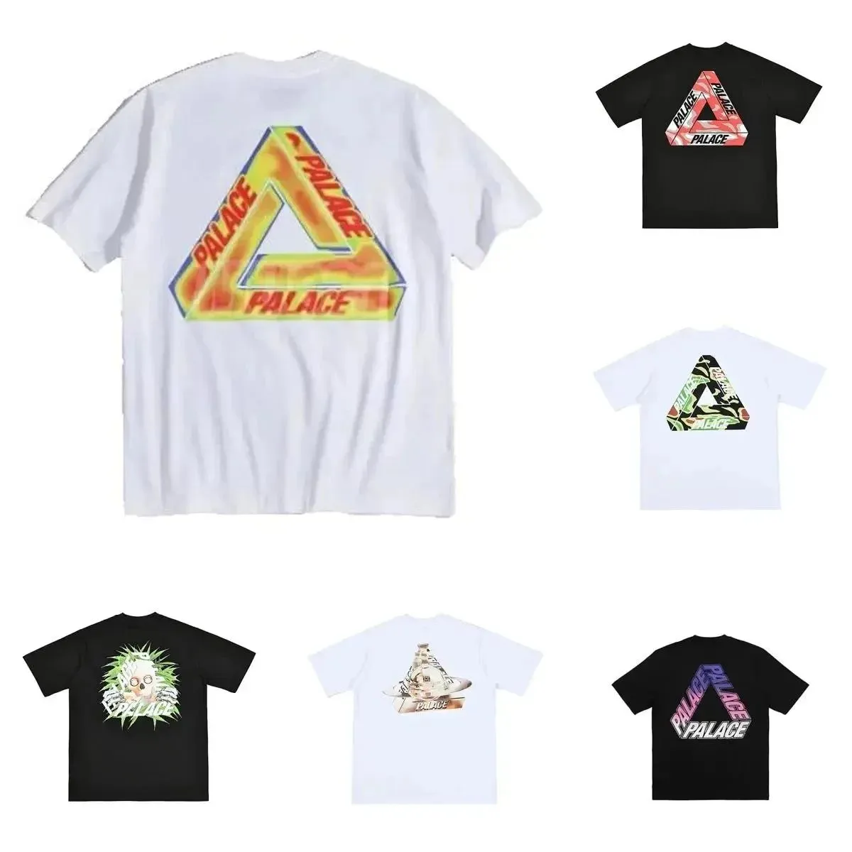 Palace graphic print T-shirt z nadrukiem PALACE i krótkim rękawem na białym tle.
