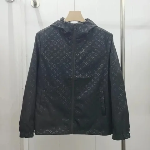 Louis Vuitton Monogram Print Hooded Zip-Up Jacket
