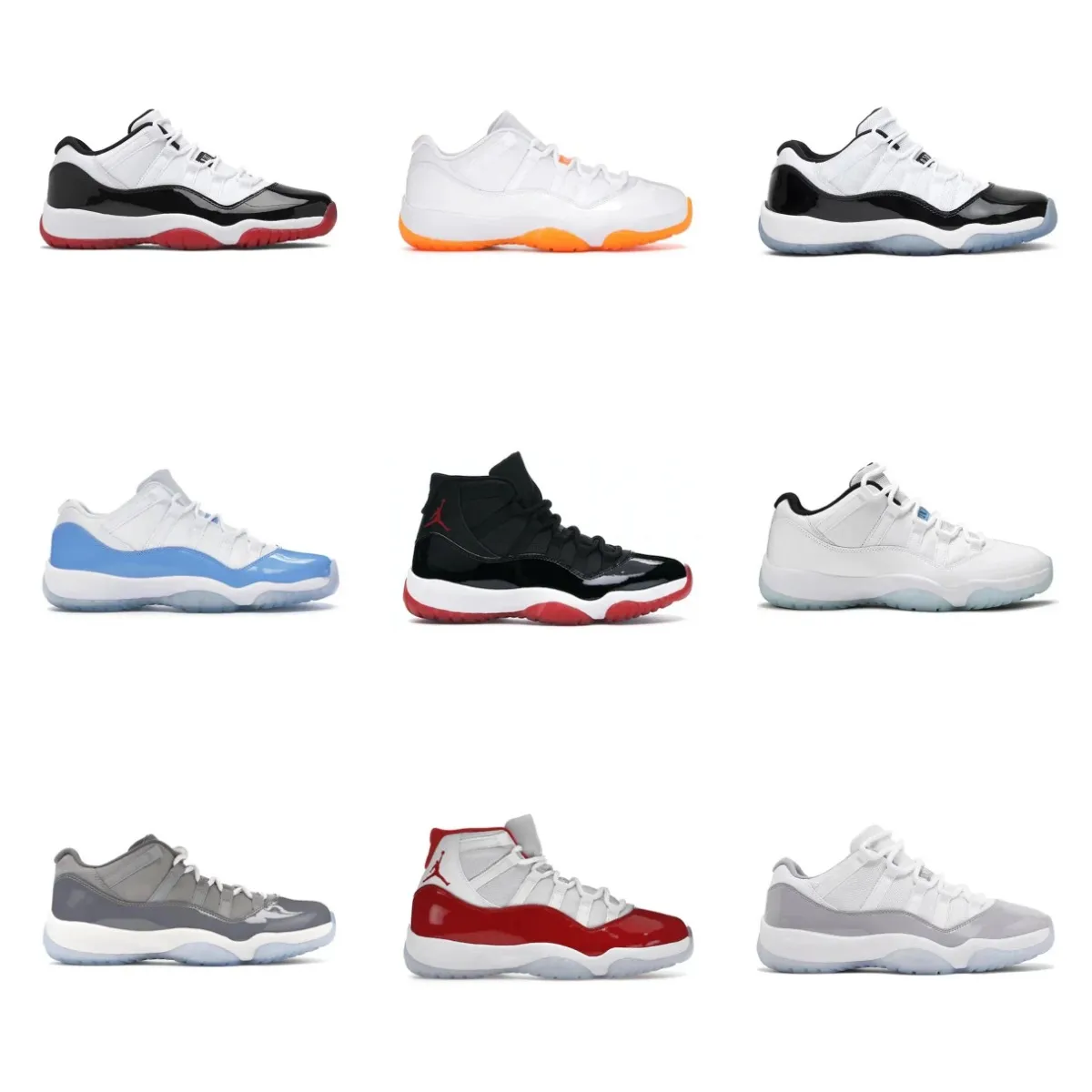 Jordan sneakers wysoki profil z logo Jumpman, wielokolorowy kolaż na białym tle.