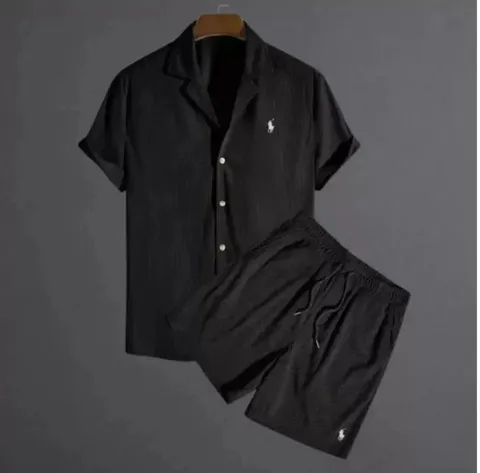 Ralph Lauren Men's Short Sleeve Button-Down Shirt and Shorts Matching Set
