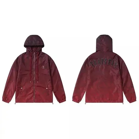 Trapstar Burgundy Hooded Back Arched Logo Windbreaker