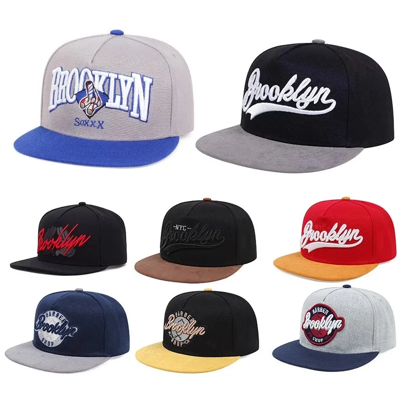 Unbranded accessories cap with embroidered Brooklyn lettering and a flat brim.