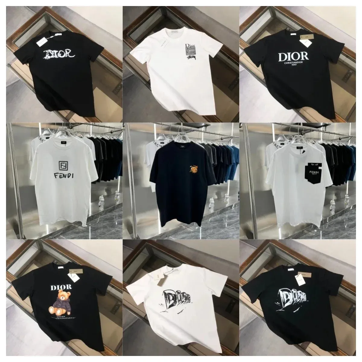Unbranded graphic short-sleeve T-shirt with bold chest prints and a crew neck.