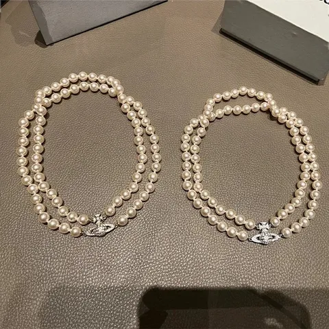 Vivienne Westwood Double-strand Perła Naszyjnik Z orb charm
