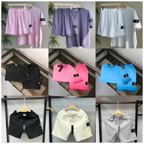 Stone Island Compass Badge T-Komplet z koszulą i szortami