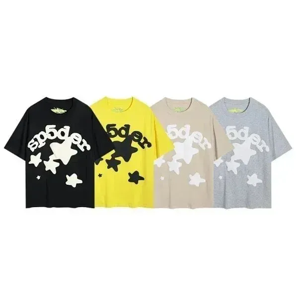 Sp5der graphic T-shirt with oversized chest print in multiple colors.