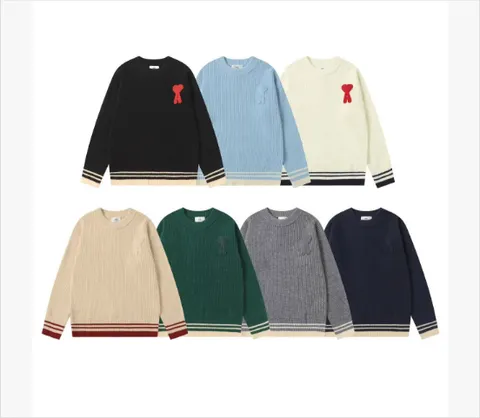 Ami Ribbed Crewneck Sweatshirt with Heart Logo