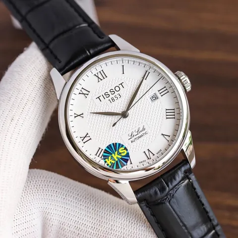 Tissot Le Locle Automatic Watch with White Dial and Black Leather Strap
