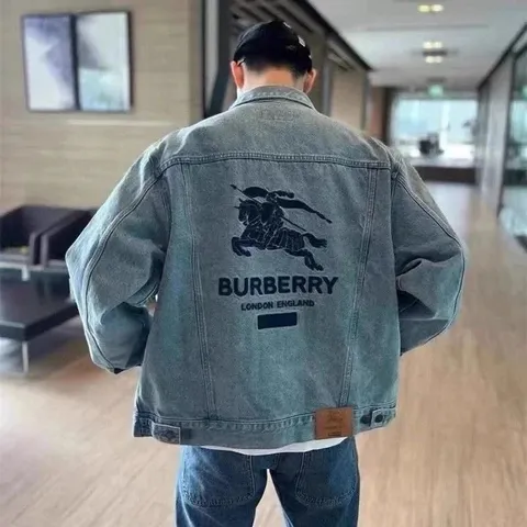 Burberry Light Wash Knight Logo Denim Jacket