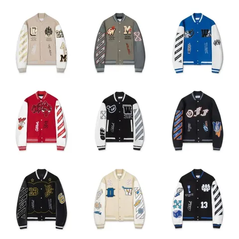 Off-Biały Z grafiką Unisex Kurtka varsity
