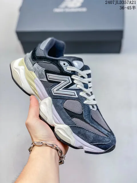 New Balance 9060 Navy Suede Mesh Sneakers