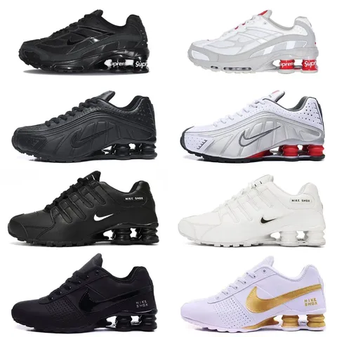 Nike Shox Leather Column Cushion Running Sneakers