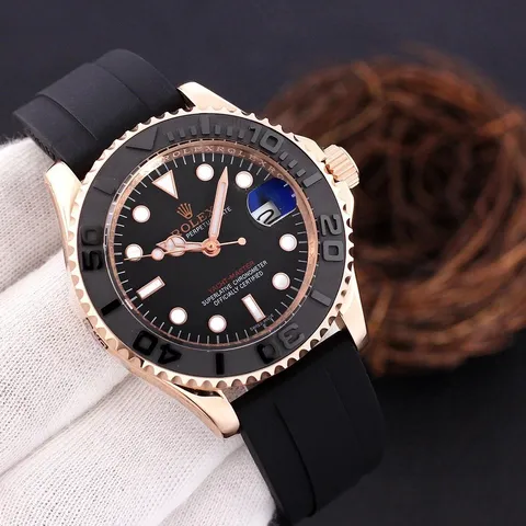 Rolex Yacht-Master Watch with Black Dial and Rubber Strap 42mm Variant B