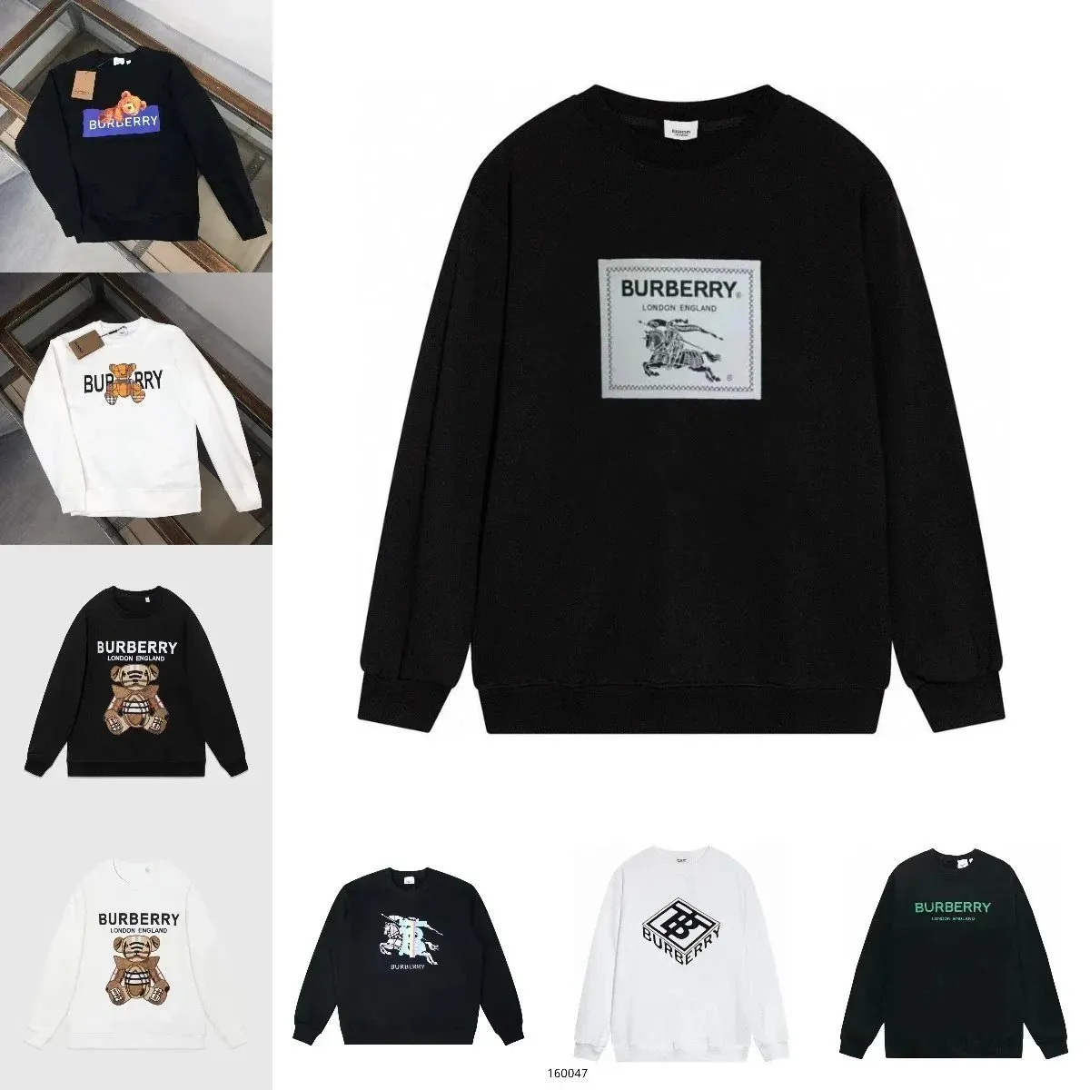 Czarny Burberry crewneck sweatshirt z dużą grafiką na piersi.