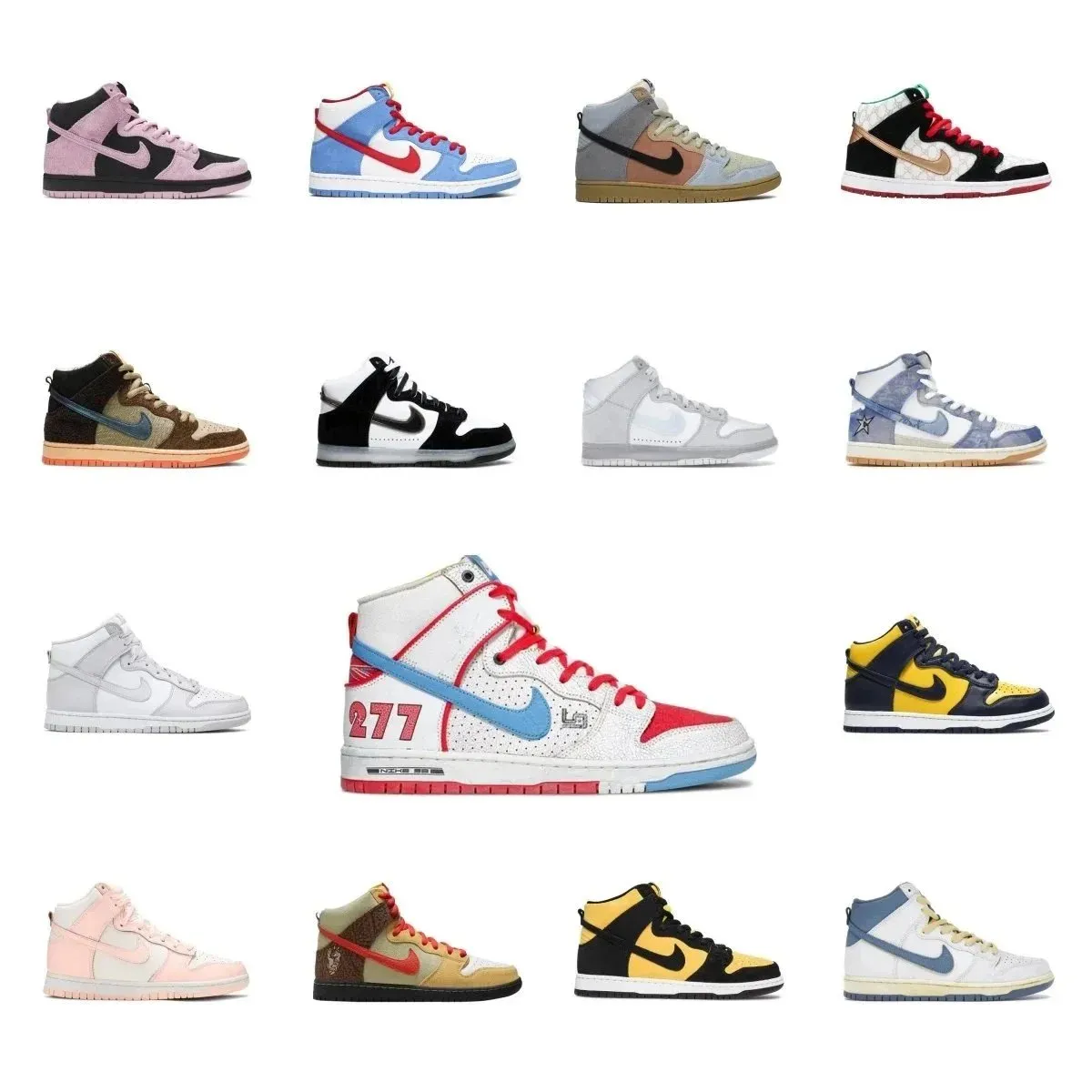 Nike wysokie sneakersy z kontrastowym Swooshem na białym tle