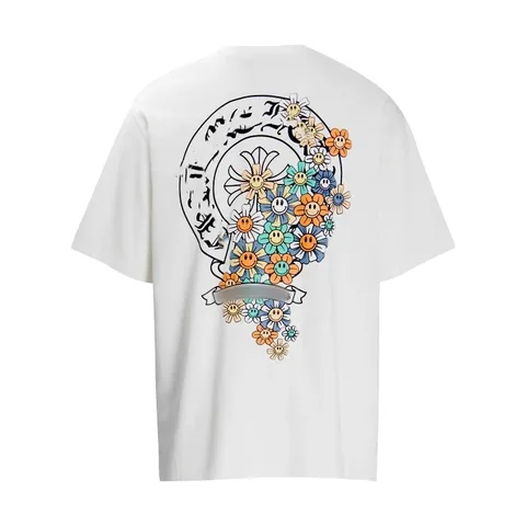 Chrome Hearts White T-Shirt with Floral Cross Graphic