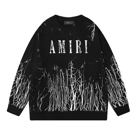 AMIRI Cracked Logo Graphic Crewneck Sweatshirt — Black