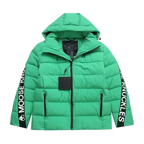 Moose Knuckles Green Hooded Puffer Jacket with Armband