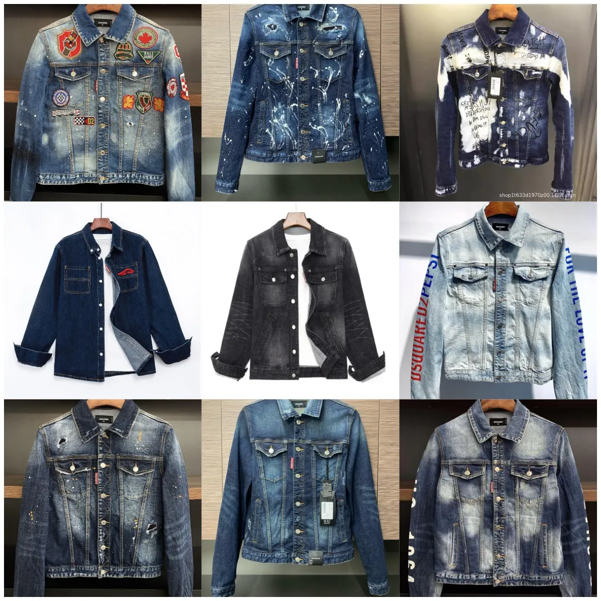 Dsquared2 denim jacket in blue distressed wash with button front and chest pockets.