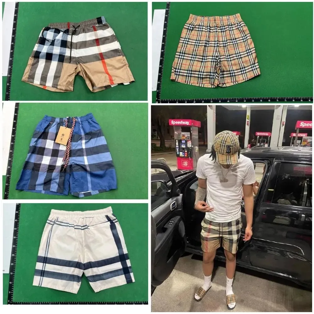 Burberry plaid shorts with a relaxed above-knee fit and drawstring waist.