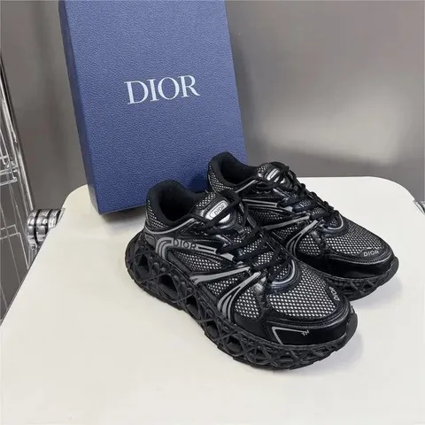 Dior B35 Black Mesh Reflective Chunky Sneakers