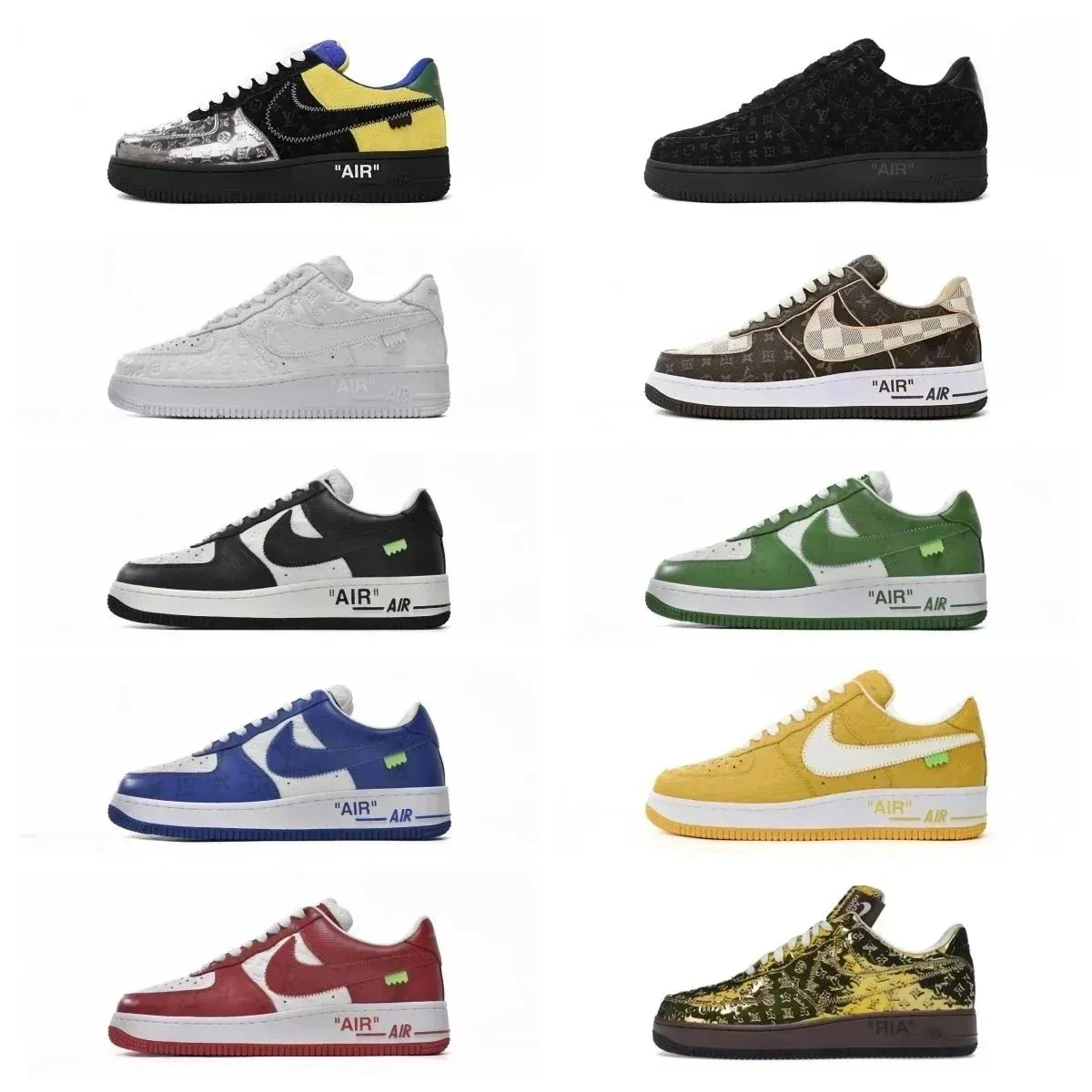 Nike Air Force 1 Low Sneakers w kilku kolorystykach na białym tle