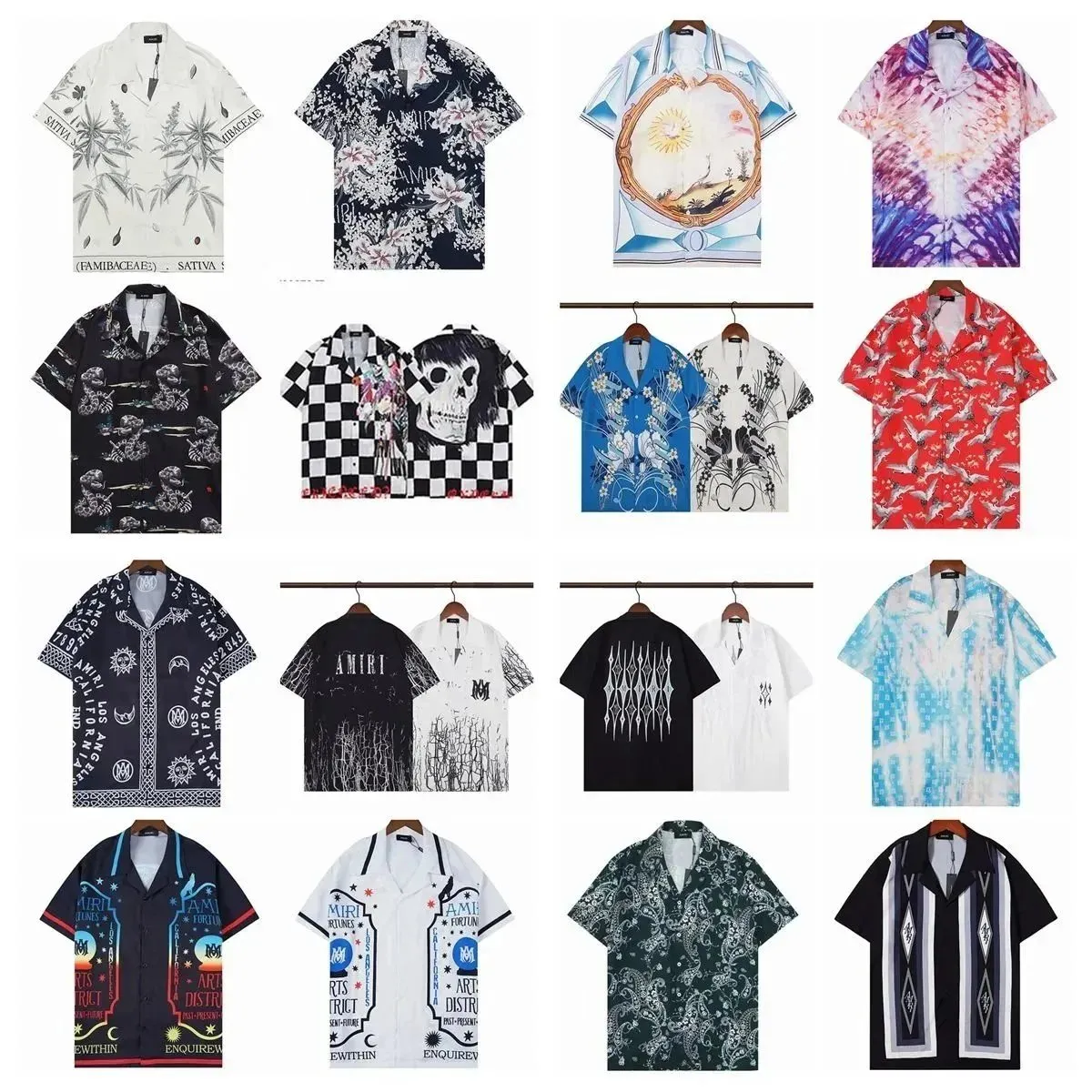 AMIRI short sleeve button-down shirts with bold graphic prints and collared styling.