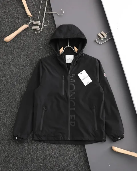 Moncler Black Hooded Logo-Print Windbreaker