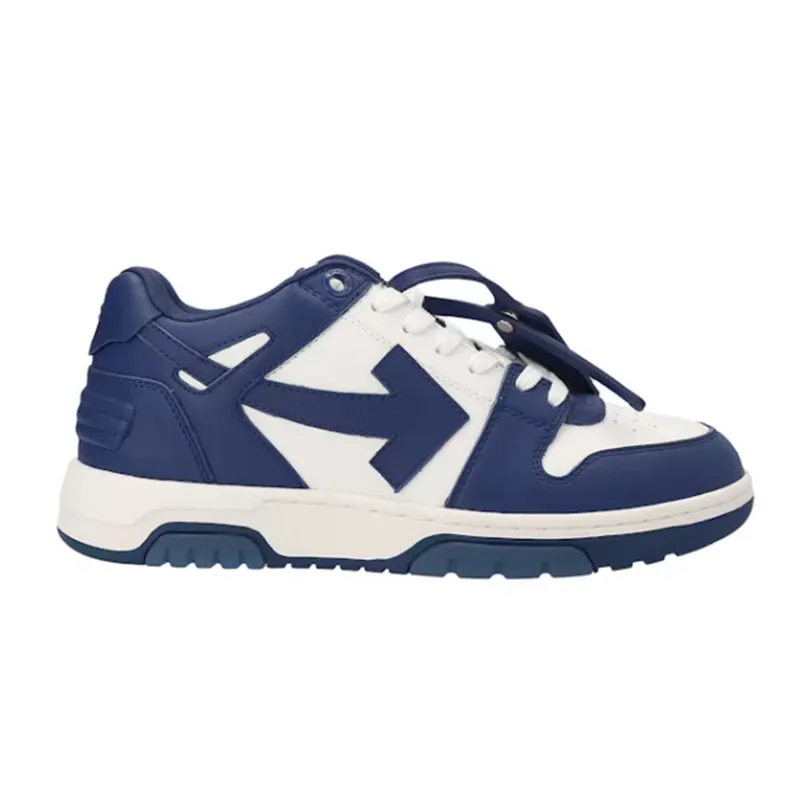Off-White sneakers w bieli i granacie, niski profil z grubą podeszwą
