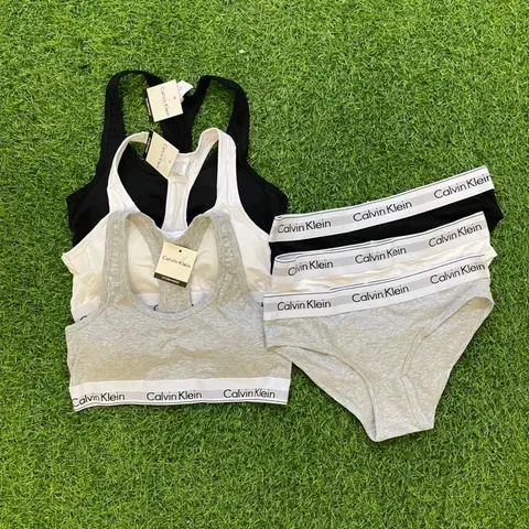 Calvin Klein Logo Elastic Racerback Bralette and Brief Set