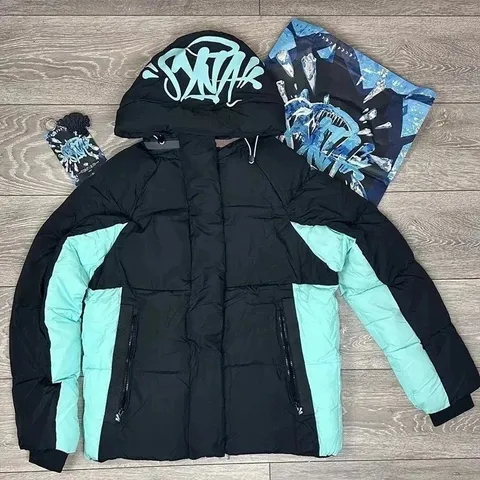 Hellstar Black and Light Blue Puffer Jacket