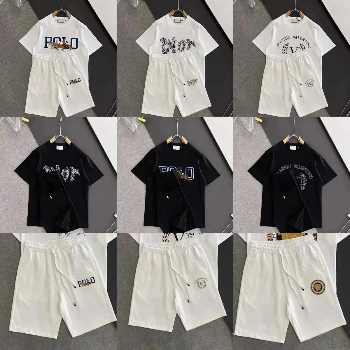 Polo Ralph Lauren graphic T-shirt and shorts set in white and black colorways