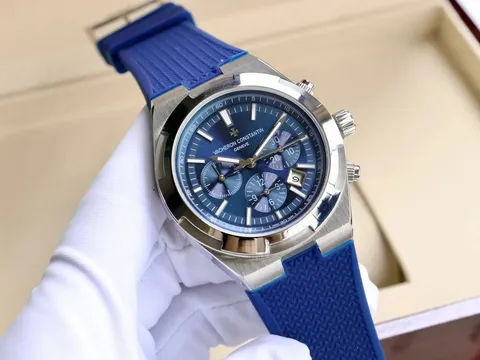 Vacheron Constantin Chronograph Watch with Blue Dial and Blue Rubber Strap