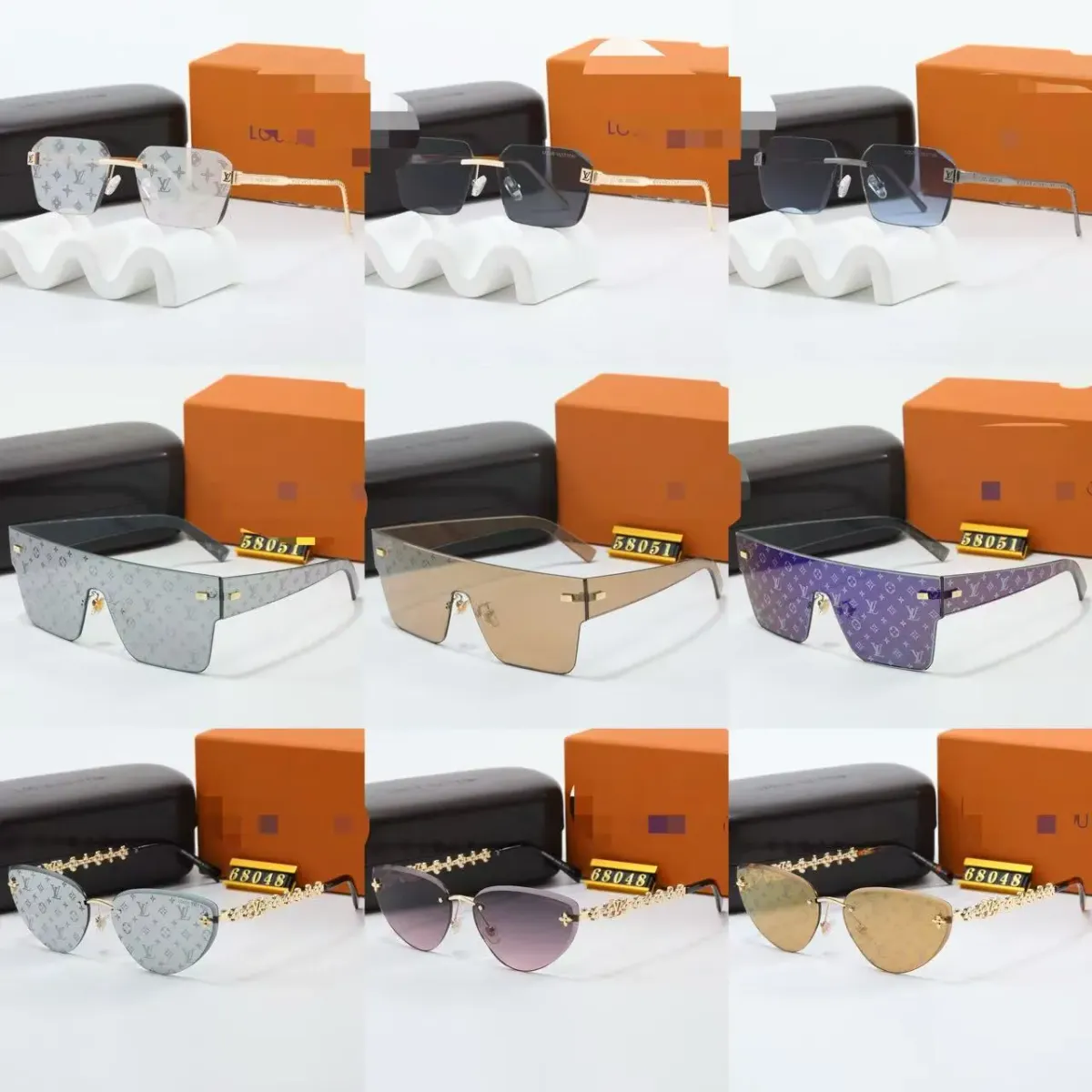 Louis Vuitton sunglasses with a monogram pattern, oversized shield frame, and mirrored lenses.