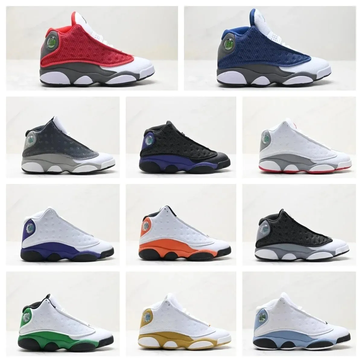 Jordan high-top basketball sneakers with layered side panels and a translucent heel piece.