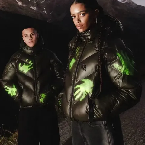 Hellstar Puffer Jacket with Hand Print Graphic