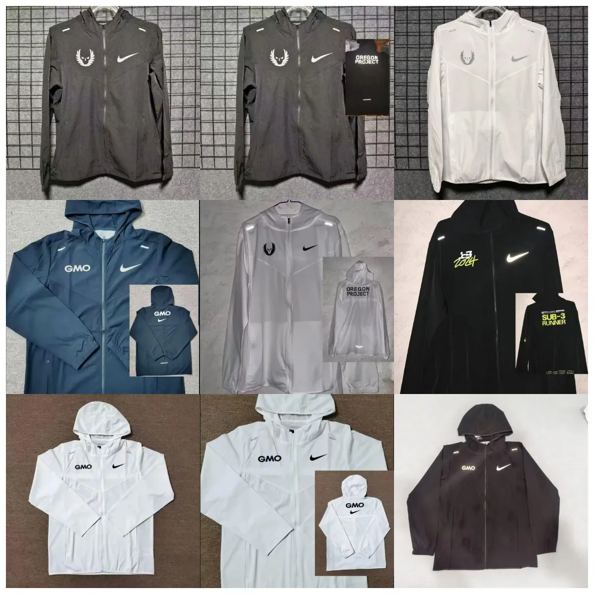 Nike hooded zip-up running jacket with a slim fit and chest logo.