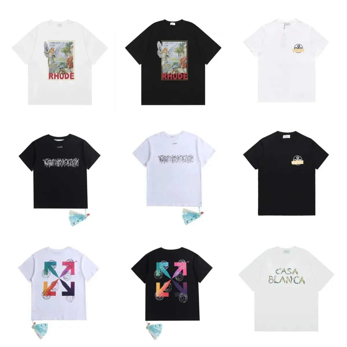 Rhude graphic T-shirt w kilku kolorach z dużym nadrukiem i krótkim rękawem.