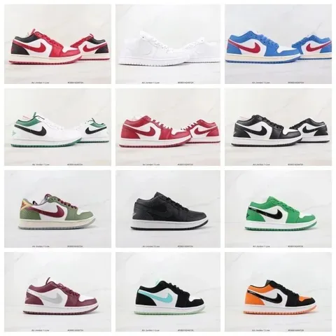 Nike Air Jordan 1 Low Leather Swoosh Basketball Sneakers