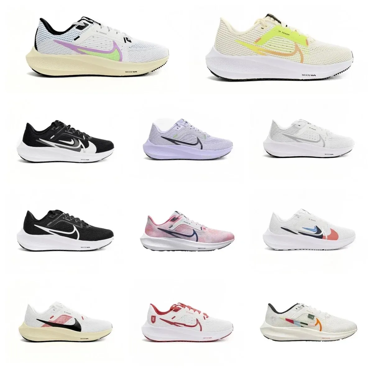 Nike low-top athletic sneakers with a thick foam midsole and oversized side logo.