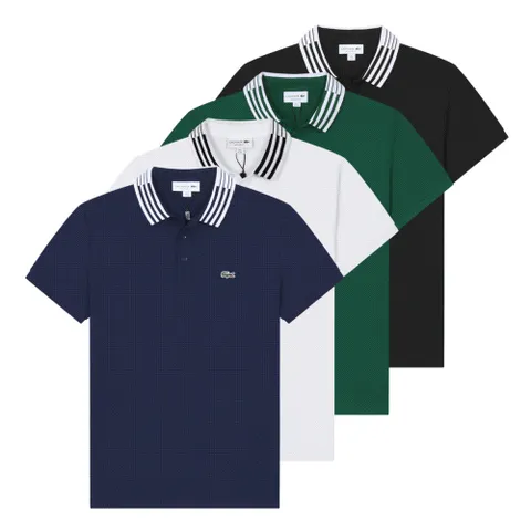 Lacoste Striped Collar Short Sleeve Polo Shirt