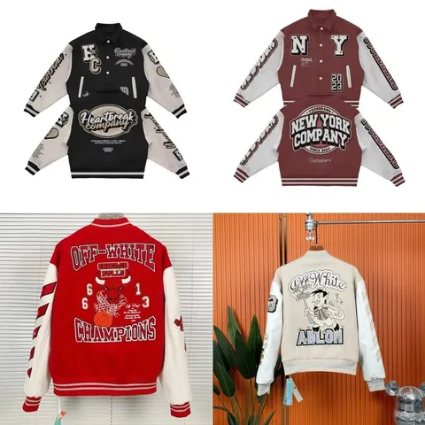 Off-White Graphic and Patch Varsity Jackets