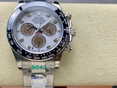 Rolex Daytona Chronograph Watch with White Dial and Brown Sub-dials